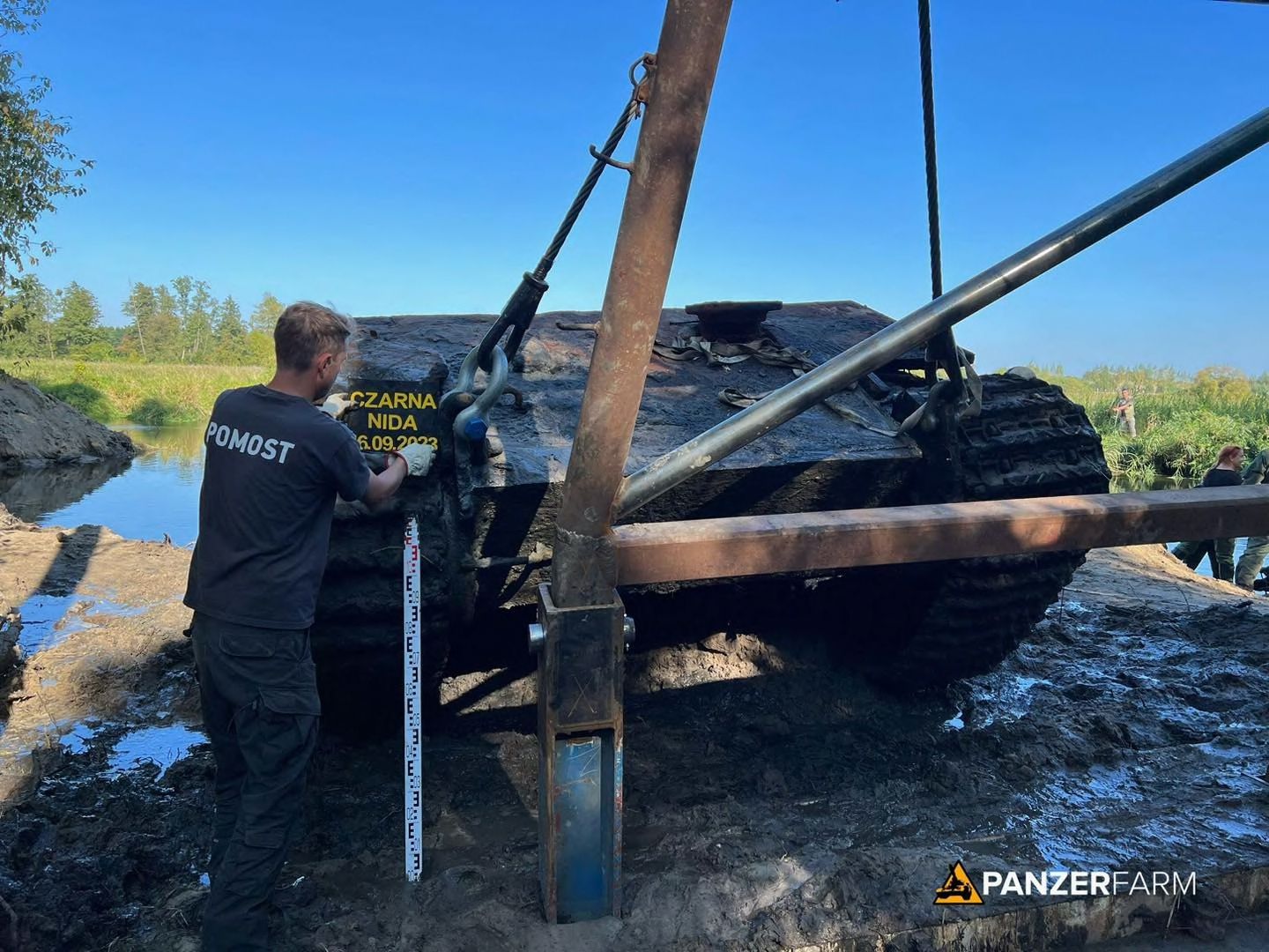 A German WWII military tank recovered from the Czarna Nida River