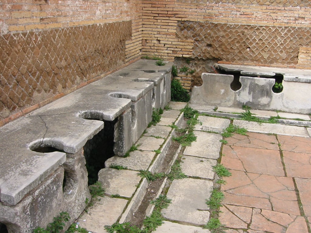 Ancient Roman latrines in a courtyard
